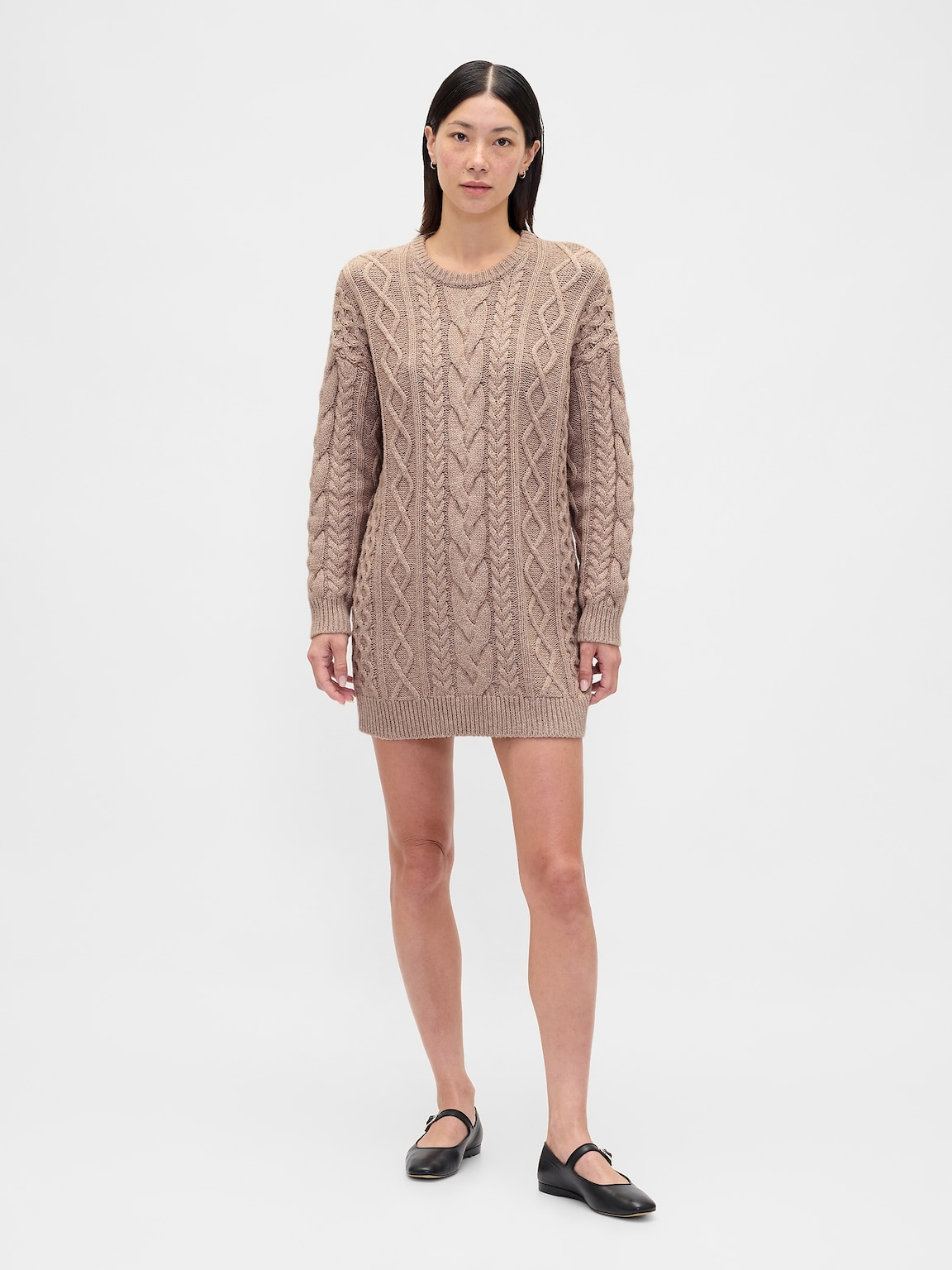 Cable-Knit Mini Sweater Dress
