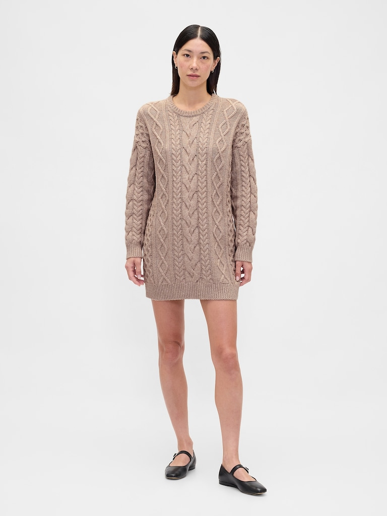 Cable-Knit Mini Sweater Dress