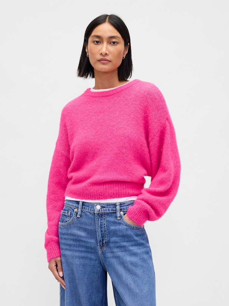 Fuzzy Oversized Crewneck Sweater