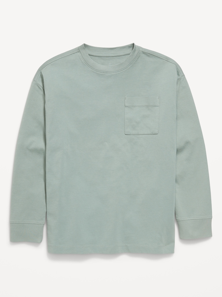 Oversized Long-Sleeve Pocket T-Shirt for Boys