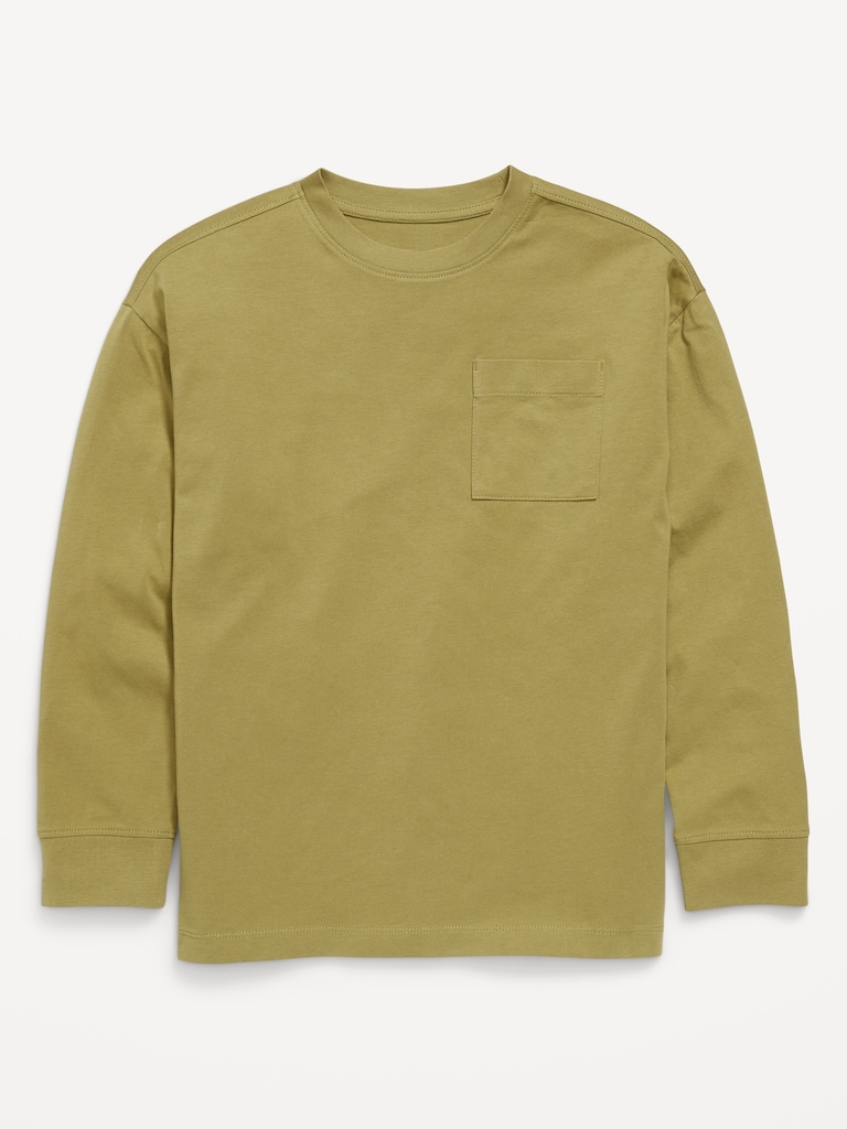 Oversized Long-Sleeve Pocket T-Shirt for Boys