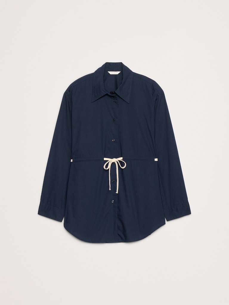 Cotton Poplin Drawstring-Waist Tunic