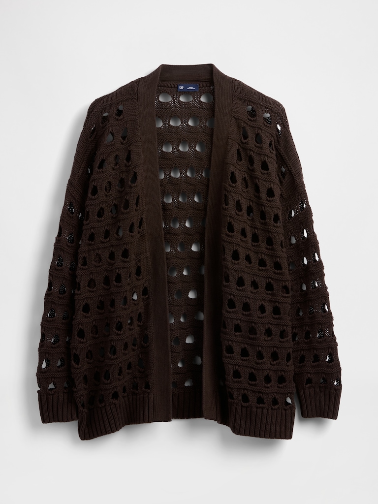 100% Cotton Oversized Pointelle Cardigan