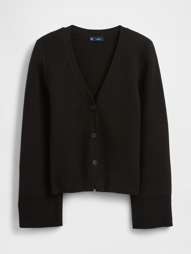 Cotton-Blend Relaxed V-Neck Cardigan Sweater