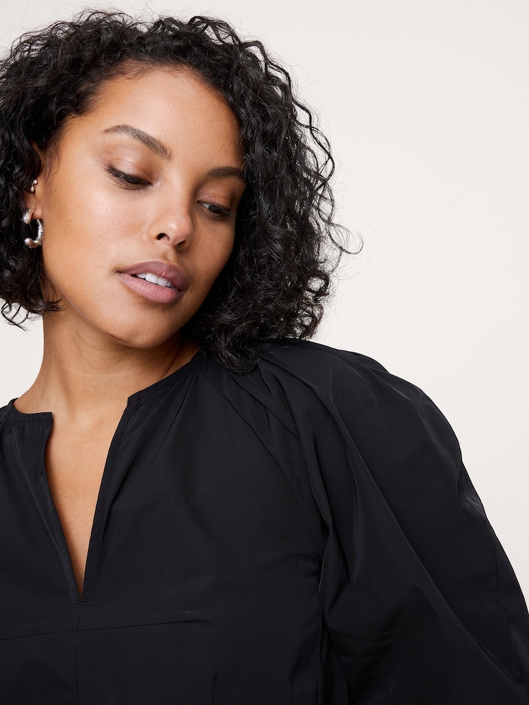 Taffeta Volume-Sleeve Top