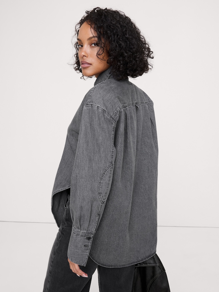 Denim Curve-Hem Shirt