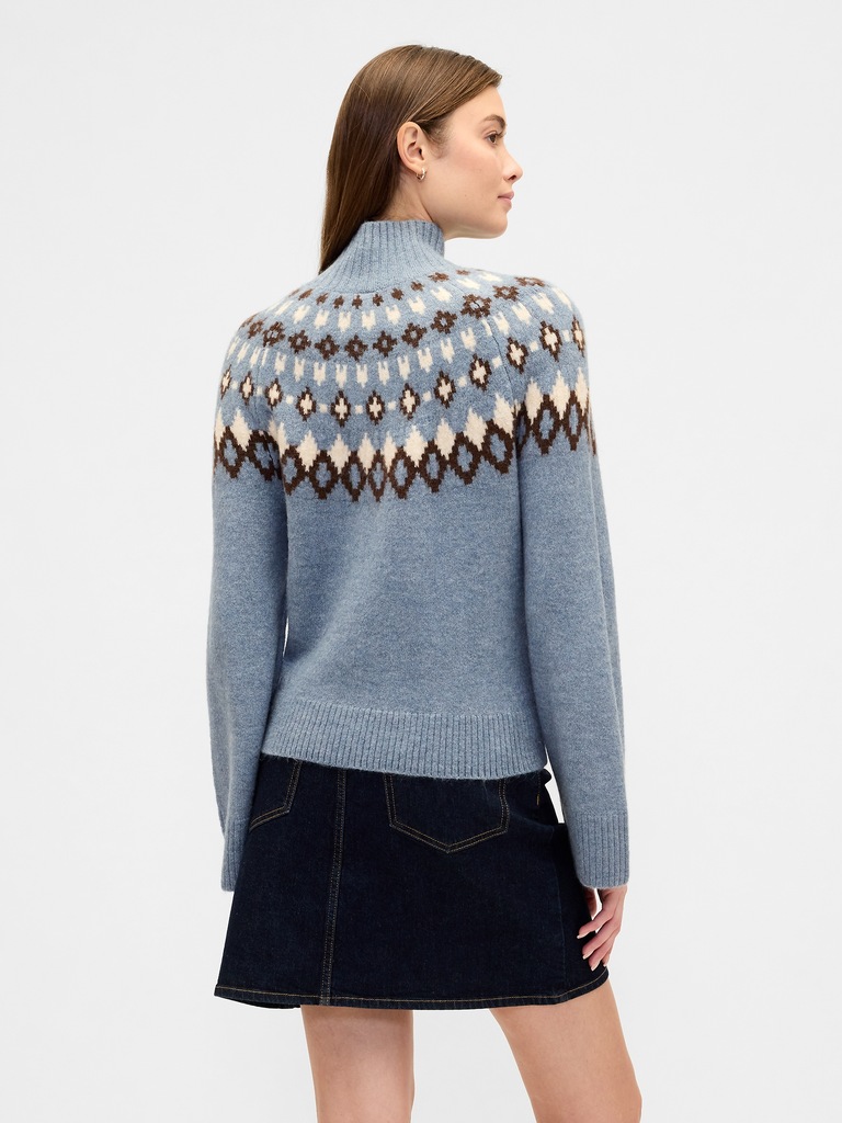Relaxed Fair Isle Mockneck Sweater