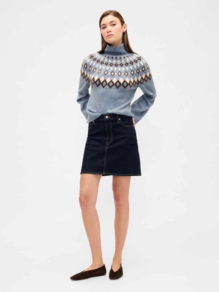 Relaxed Fair Isle Mockneck Sweater