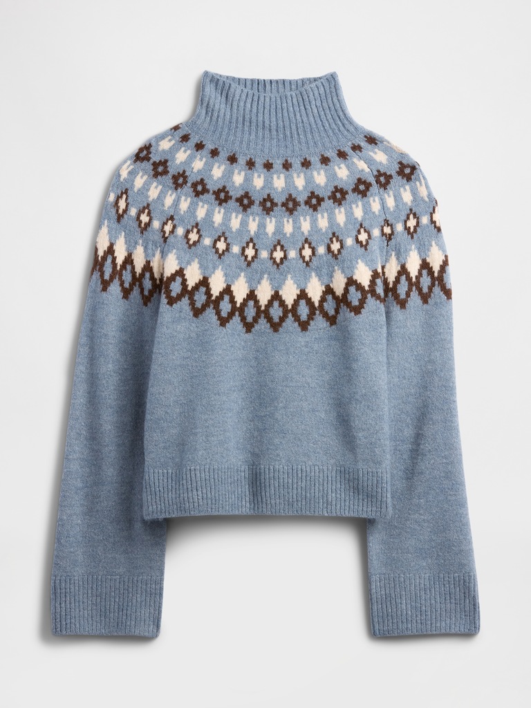 Relaxed Fair Isle Mockneck Sweater