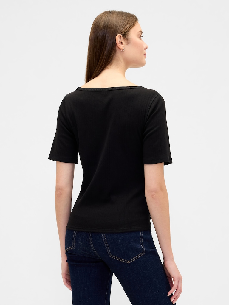 Modern Ribbed Boatneck T-Shirt