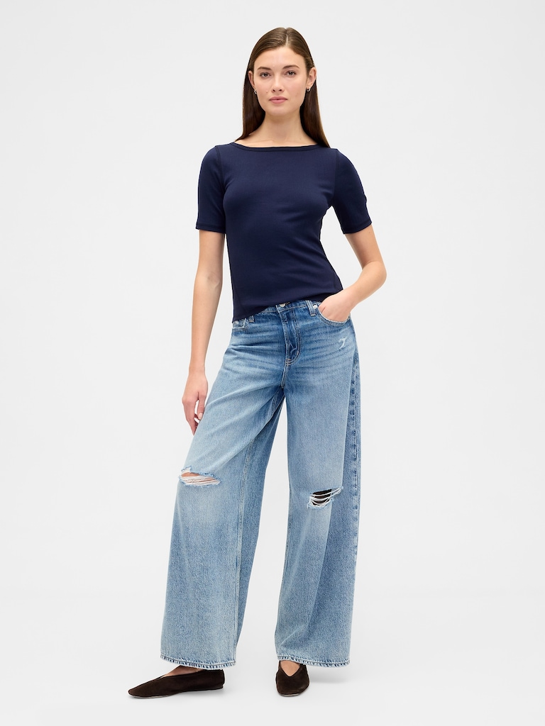 Modern Ribbed Boatneck T-Shirt