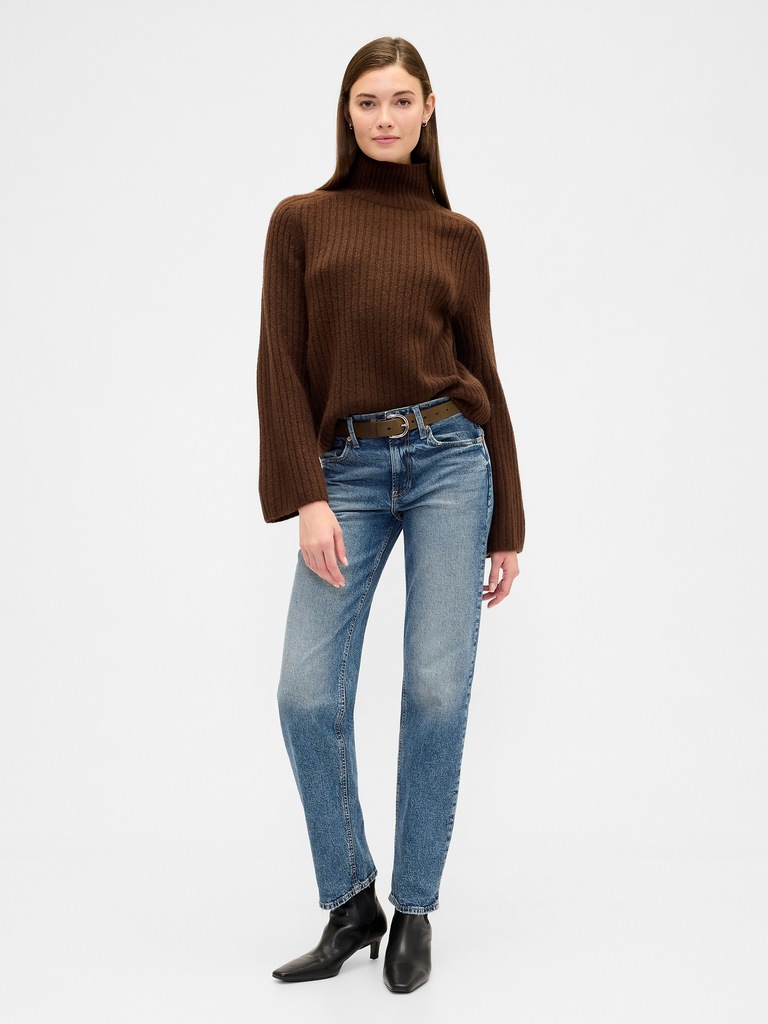 Relaxed Ribbed Mockneck Sweater