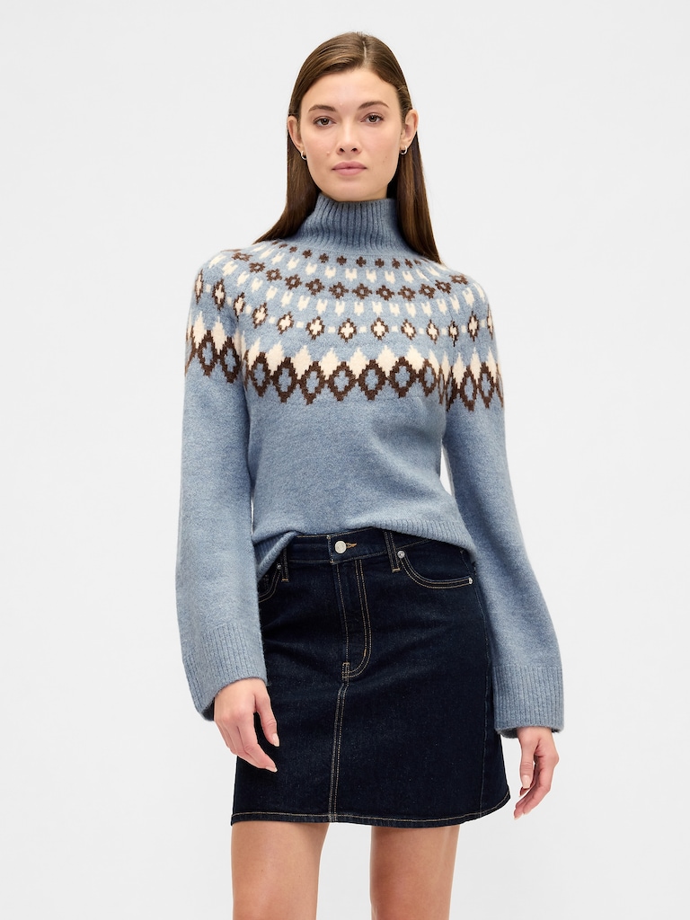 Relaxed Fair Isle Mockneck Sweater