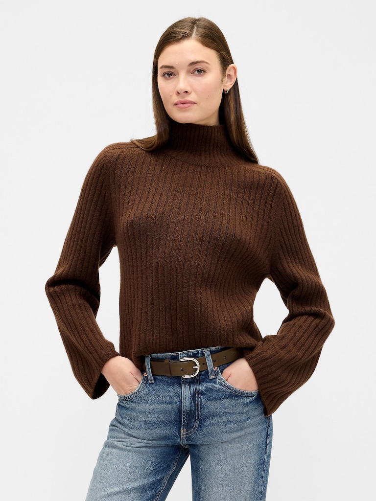 Relaxed Ribbed Mockneck Sweater