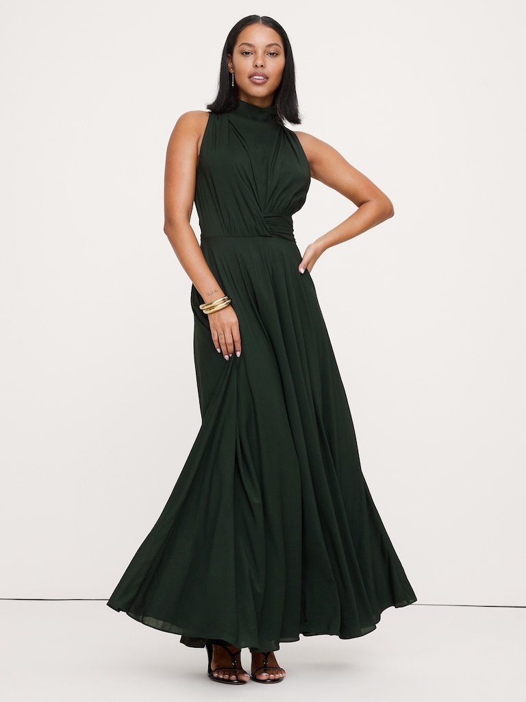 Stretch-Crepe Maxi Dress
