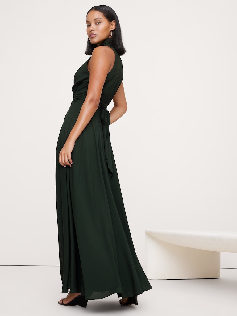 Stretch-Crepe Maxi Dress