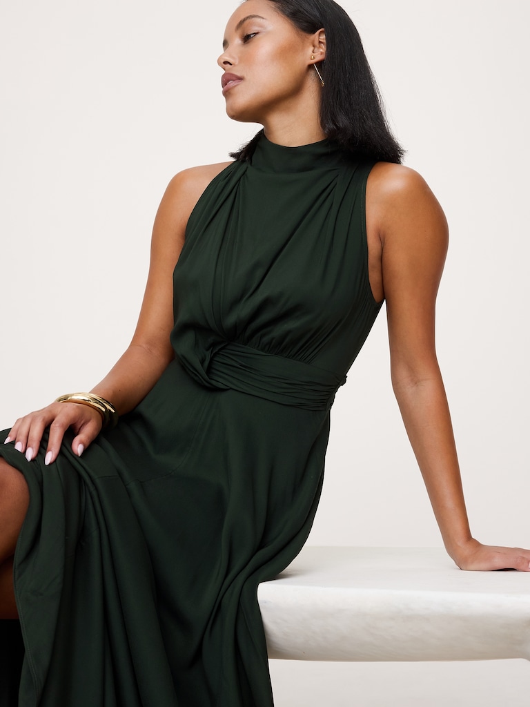 Stretch-Crepe Maxi Dress