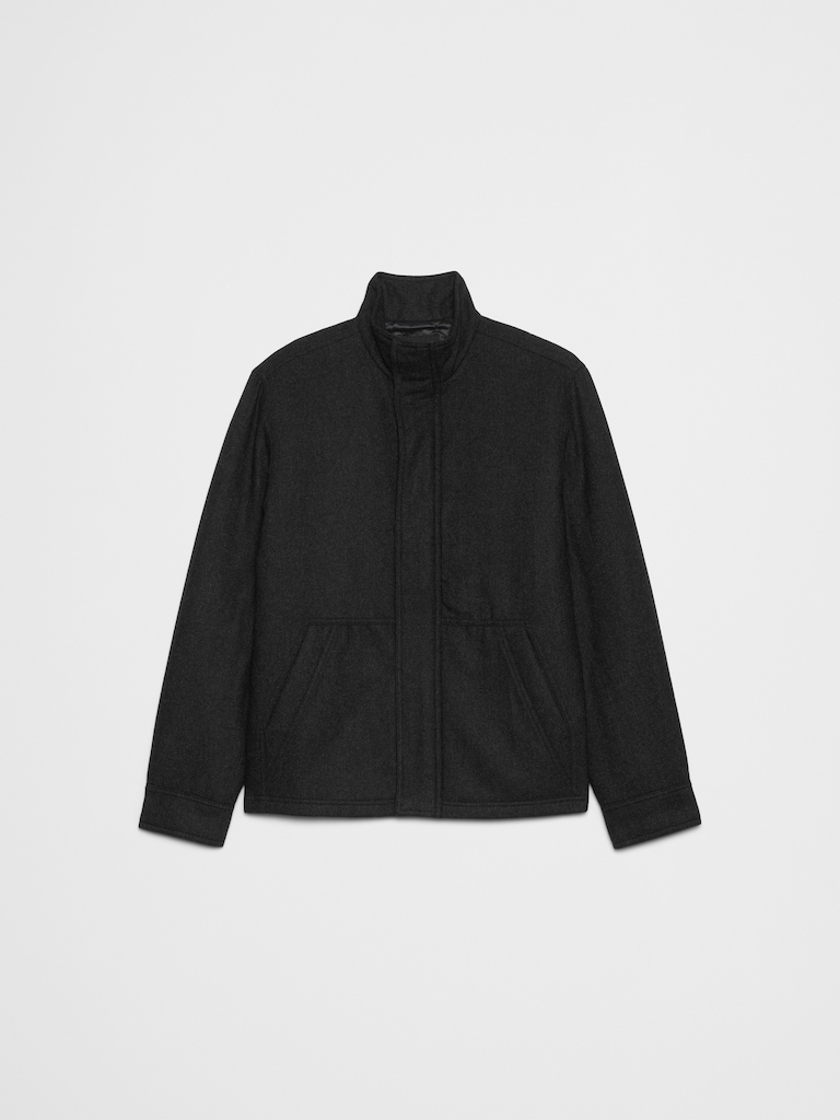 Wool-Blend Mock-Neck Jacket