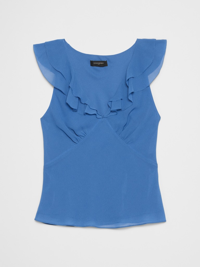 Ruffle V-Neck Chiffon Top