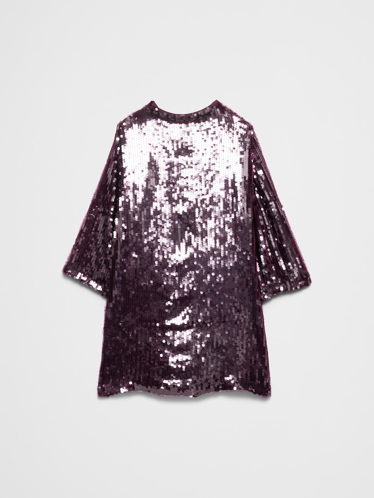 Sequin Open-Back Mini Fit-and-Flare Dress