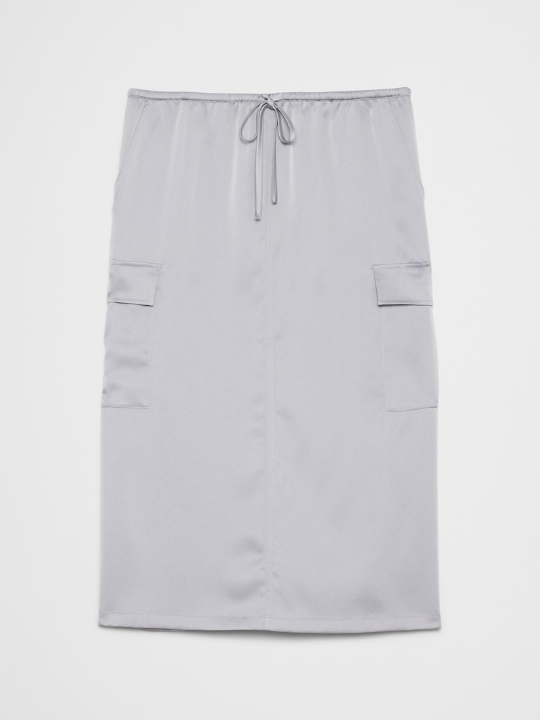 Satin Cargo Midi Skirt