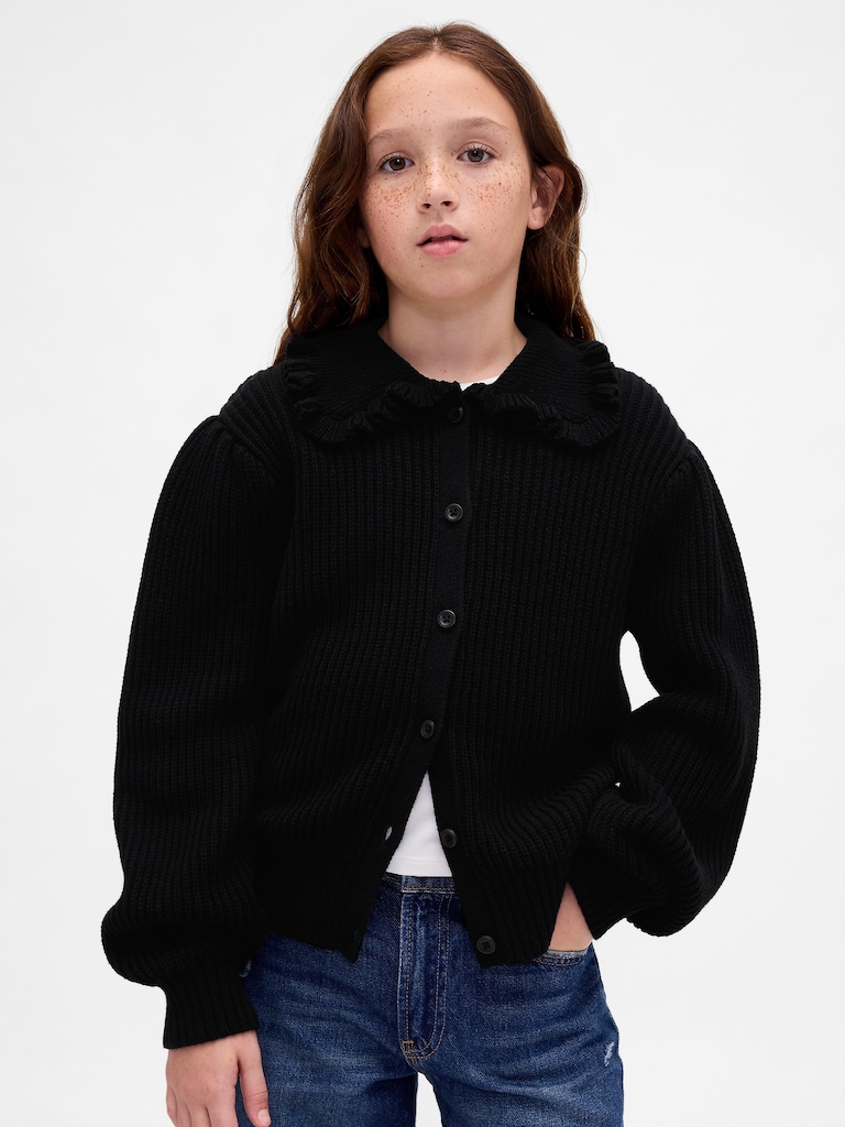 Kids Ruffle Collar Cardigan