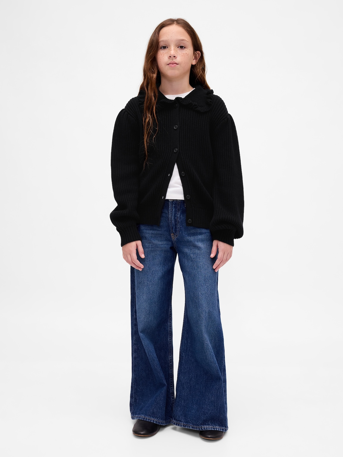 Kids Ruffle Collar Cardigan