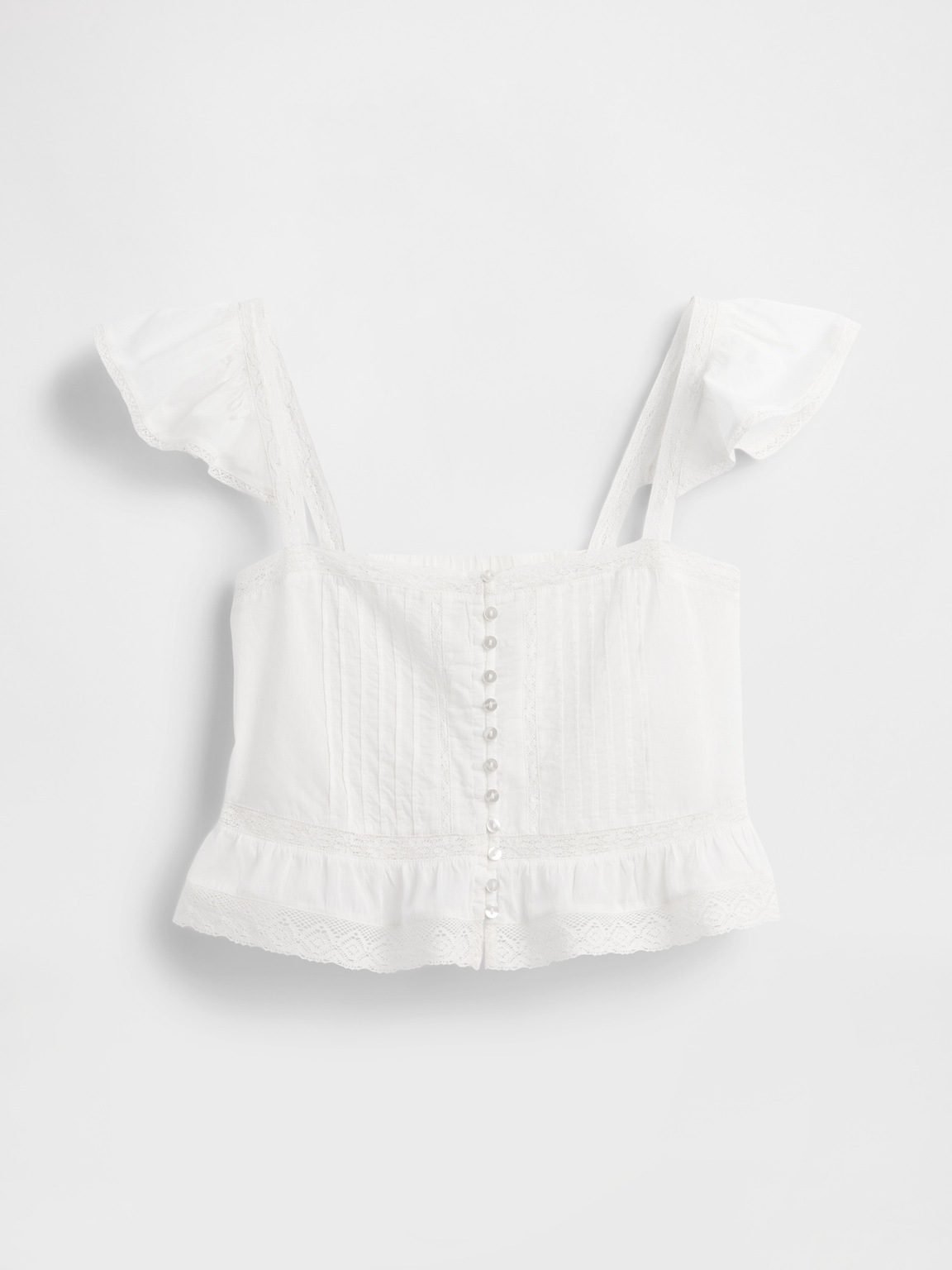 Lace Ruffle Voile Peplum Crop Top