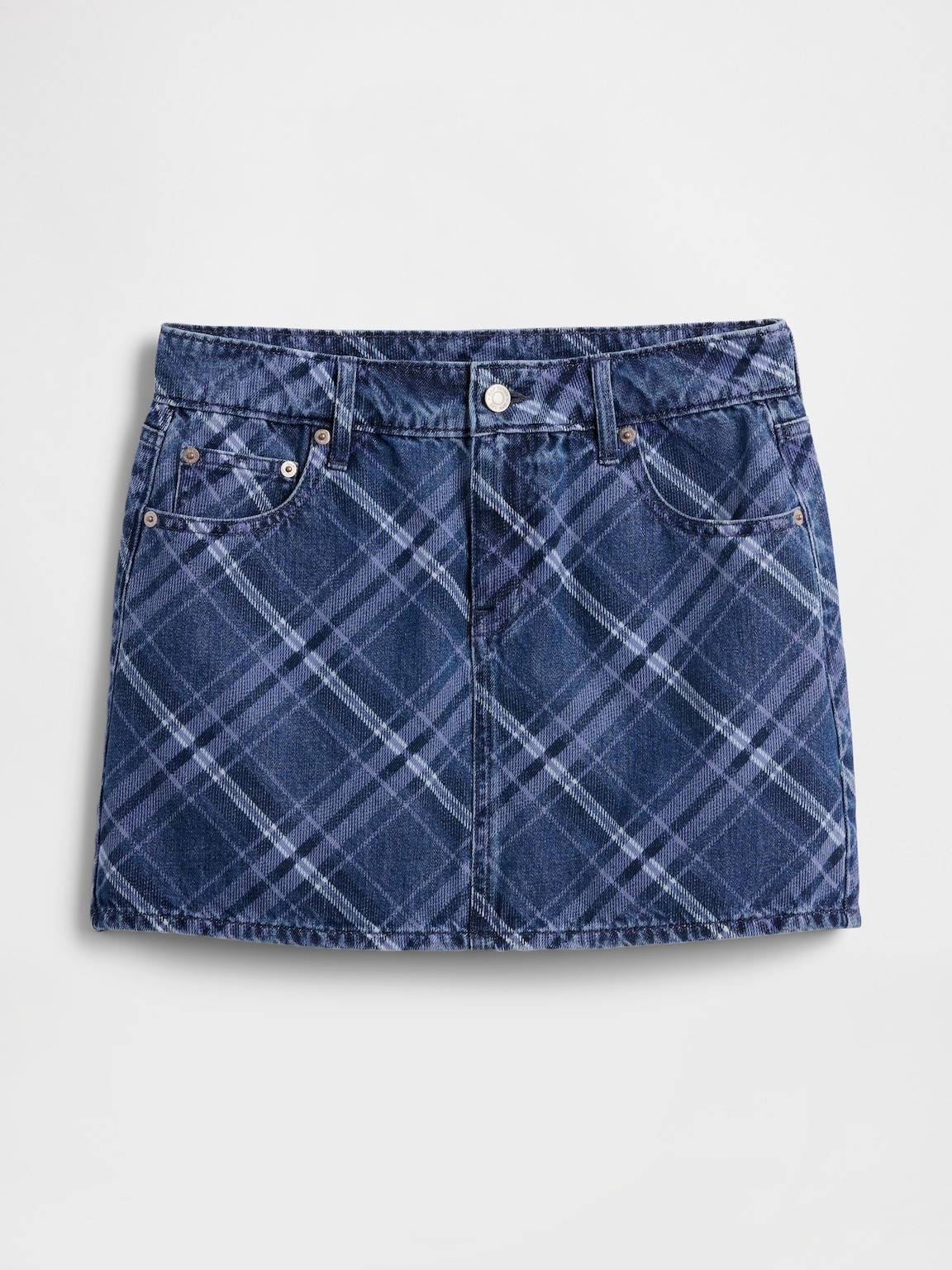 Plaid Denim Mini Skirt