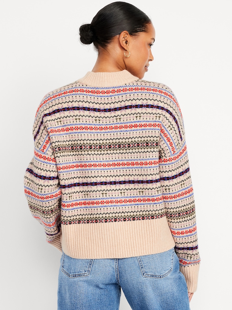SoSoft Mock-Neck Fair Isle Sweater