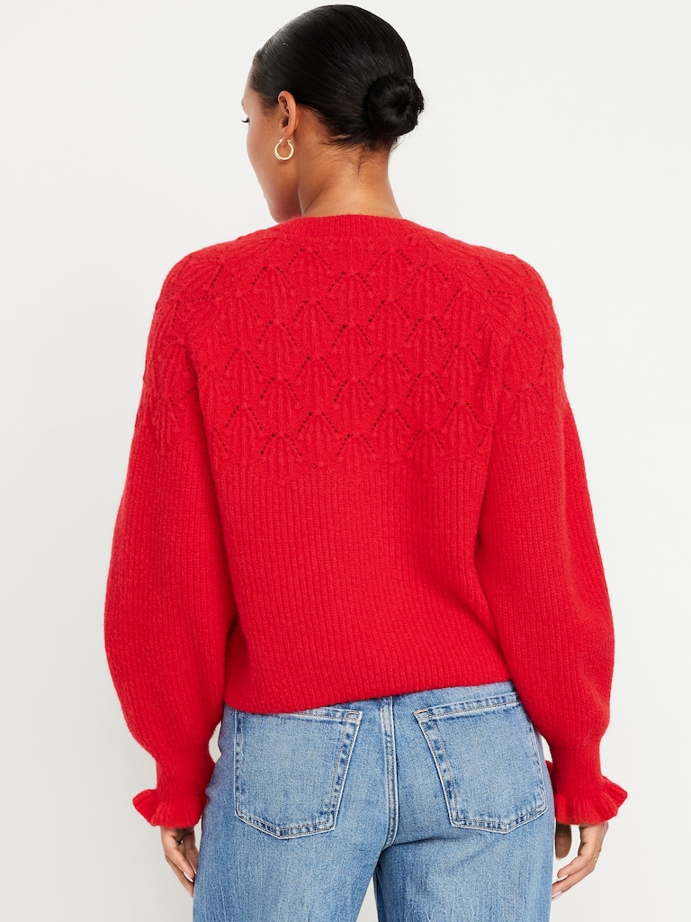 Loose Crew-Neck Cropped Sweater