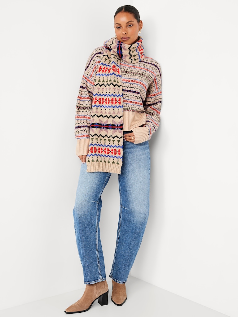 SoSoft Mock-Neck Fair Isle Sweater