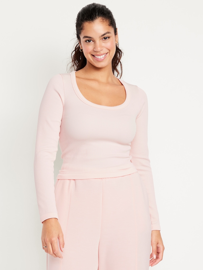 T-shirt côtelé ajusté Zénitude sans coutures