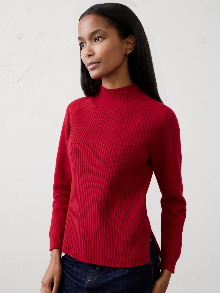 Ribbed Mock-Neck Sweater