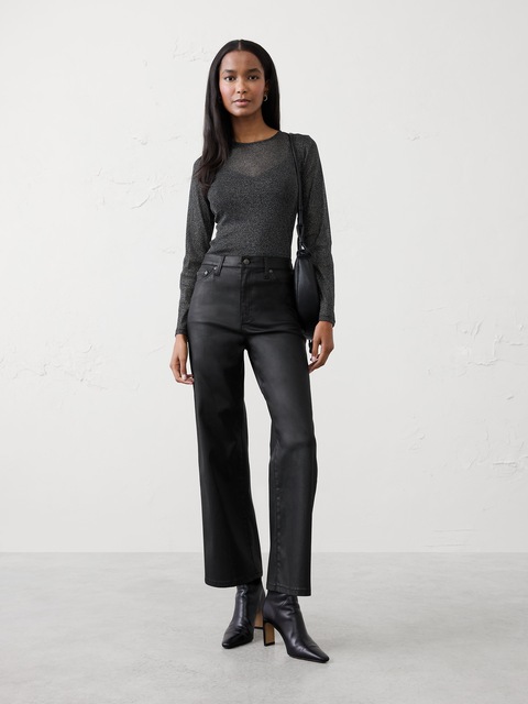 Haut Manches Longues Noir Maille Transparente Banana Republic Taille XS - Neuf Avec étiquettes