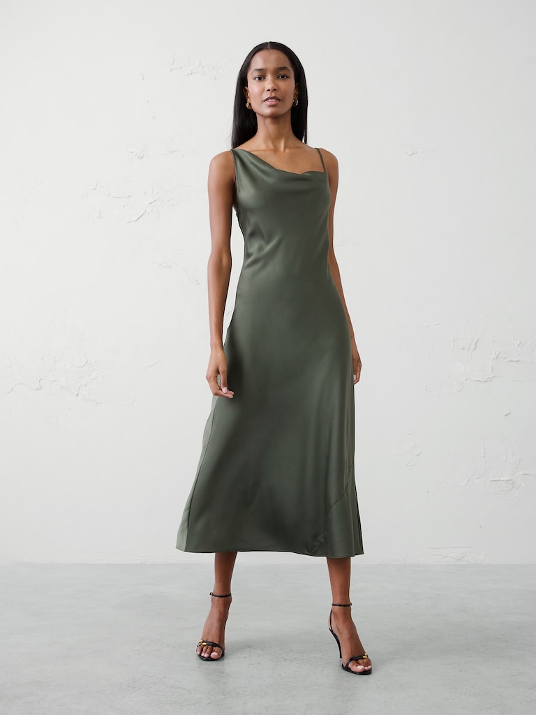 Satin Midi Sheath Dress