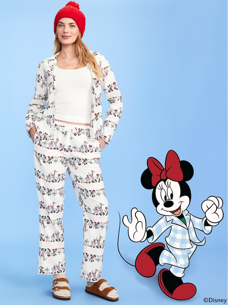 Old Navy x Disney Mickey Mouse & Friends Printed Flannel Pajama Set for Women
