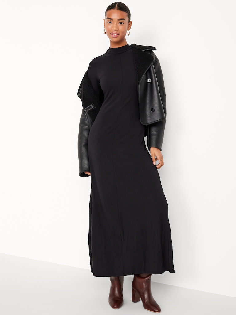 Mock Neck Maxi Dress