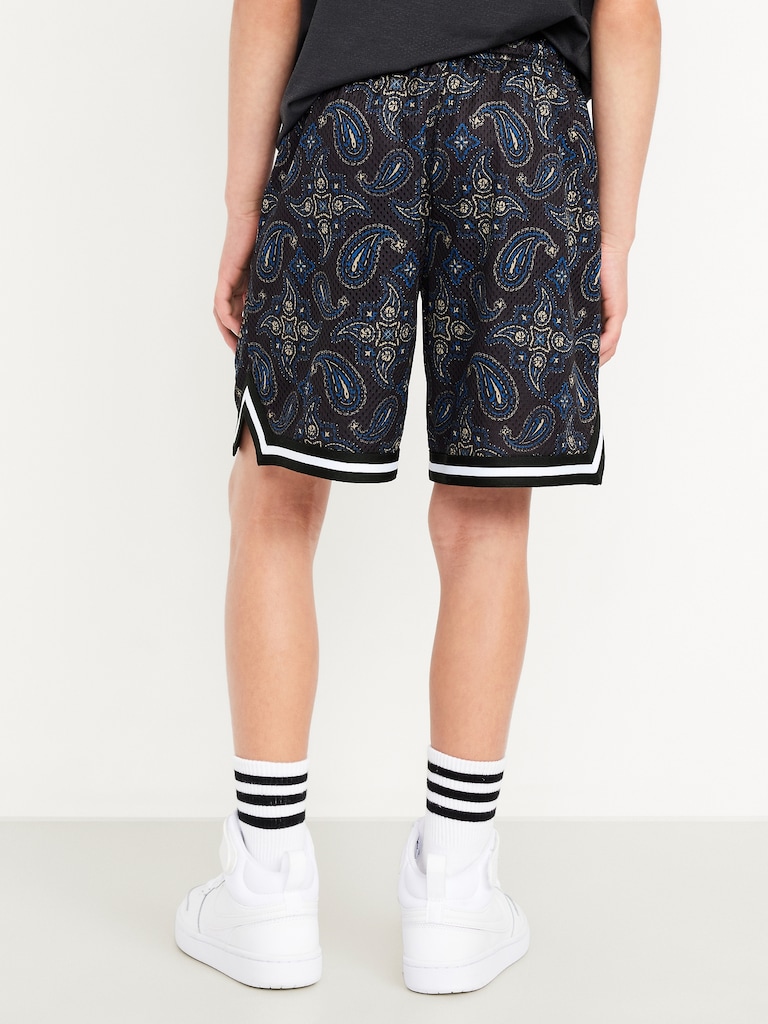 Printed Mesh Basketball Shorts for Boys (At Knee)
