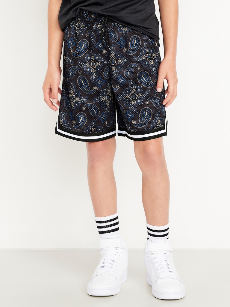 Printed Mesh Basketball Shorts for Boys (At Knee)