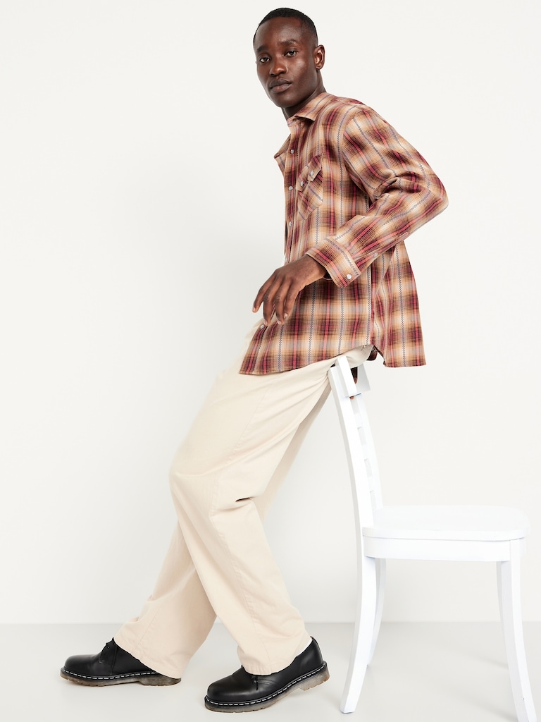 Textured Plaid Western Pocket Shirt