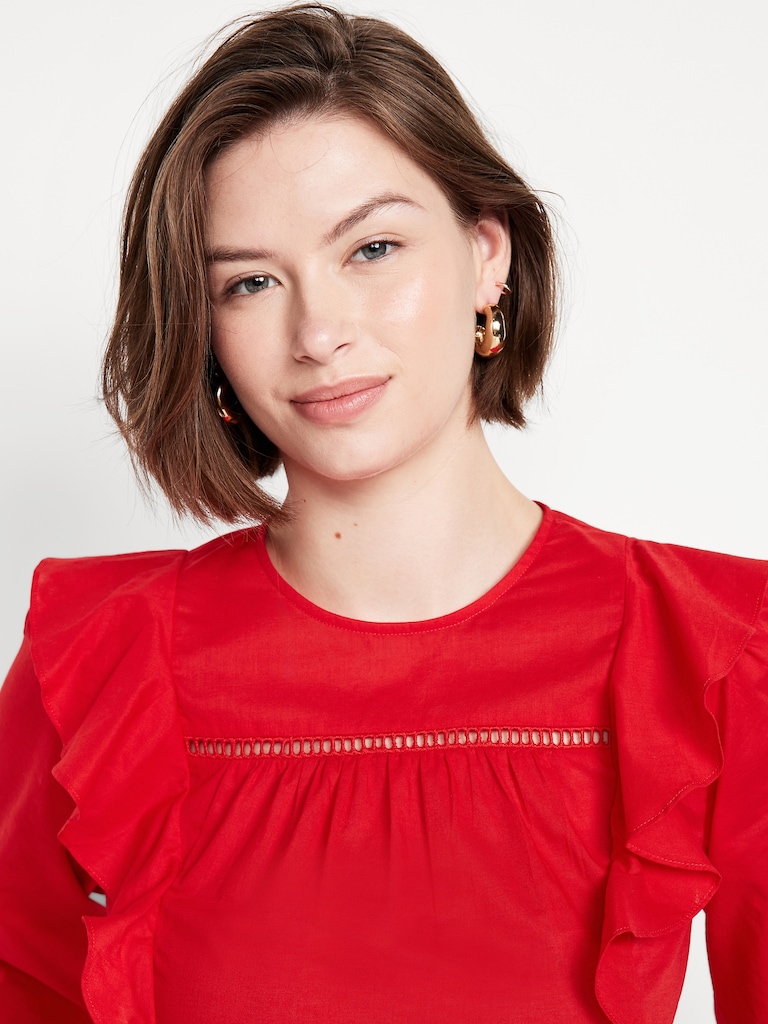 High-Neck Ruffle Peplum Top