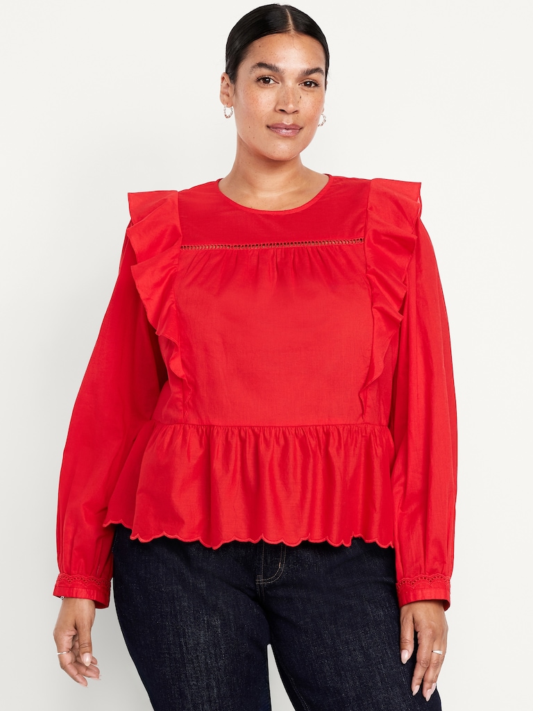 High-Neck Ruffle Peplum Top