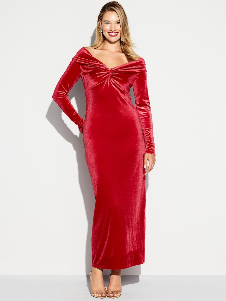 The Occasion by Old Navy Velvet Off-Shoulder Maxi Dress