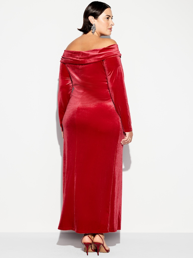 The Occasion by Old Navy Velvet Off-Shoulder Maxi Dress