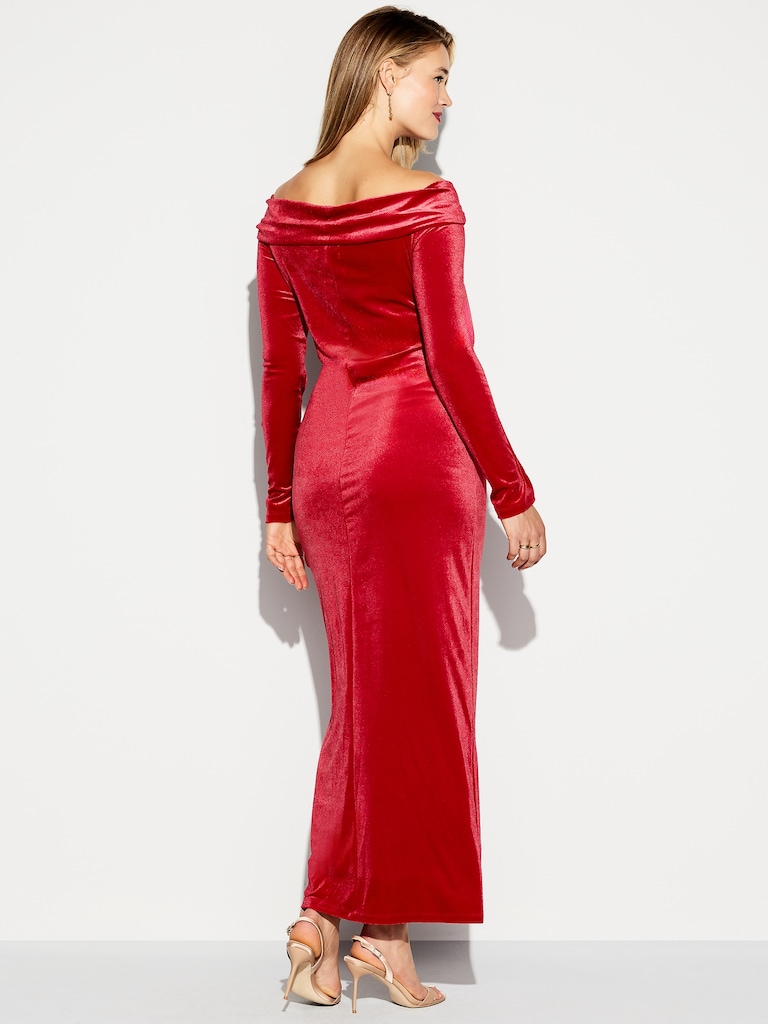 The Occasion by Old Navy Velvet Off-Shoulder Maxi Dress