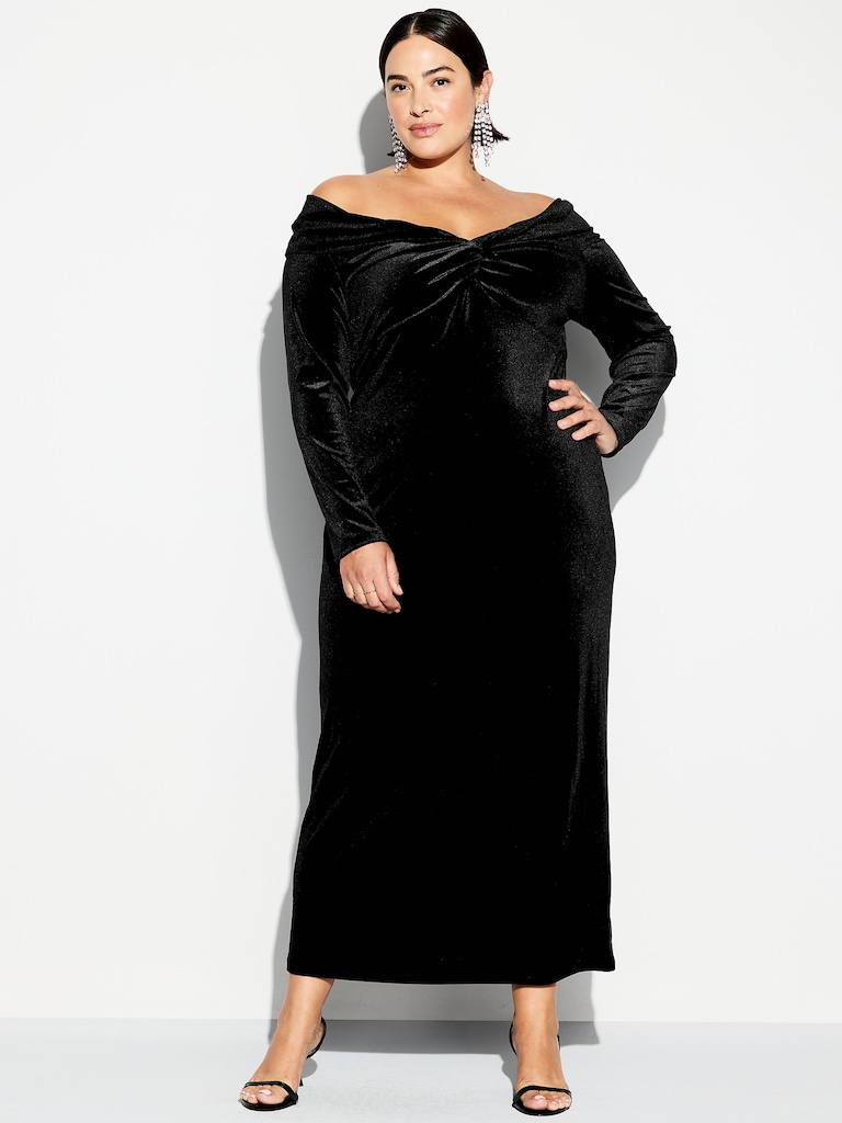 The Occasion by Old Navy Velvet Off-Shoulder Maxi Dress