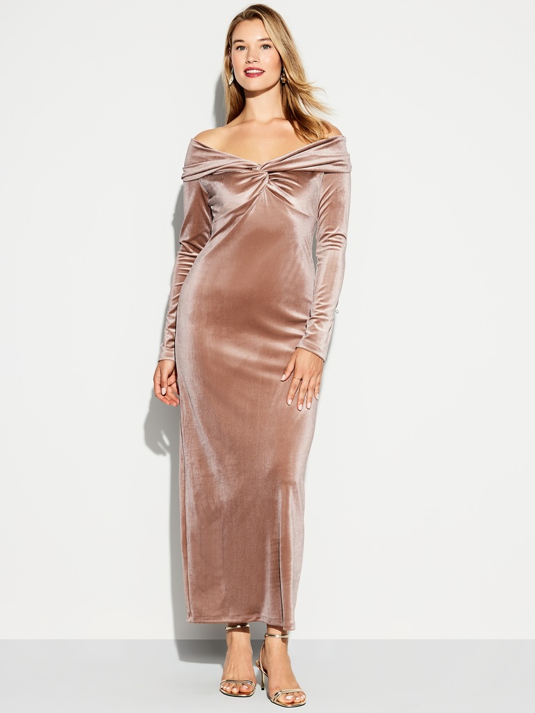 The Occasion by Old Navy Velvet Off-Shoulder Maxi Dress