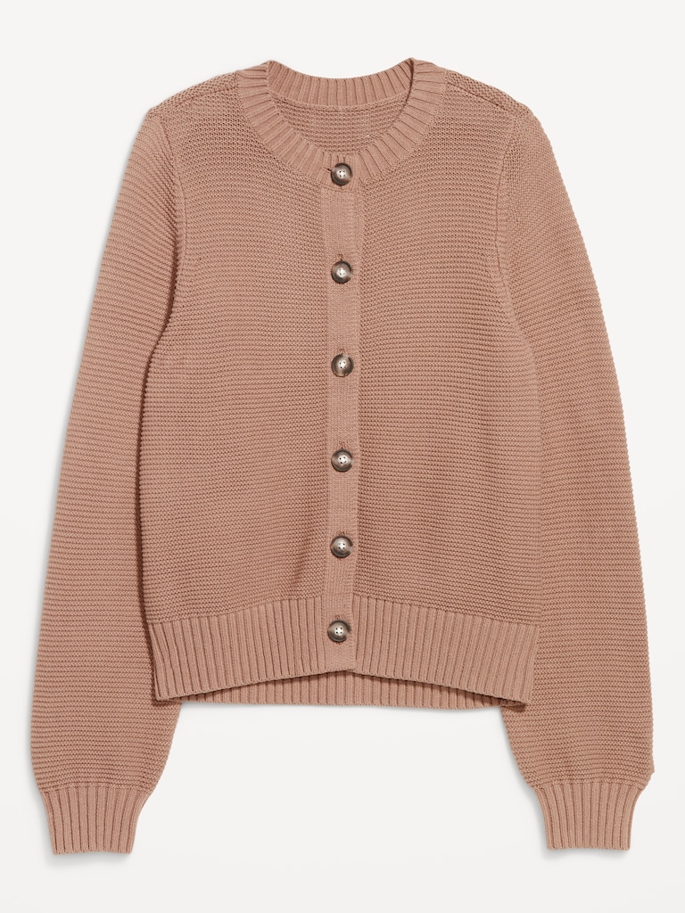 Seaside Cotton Garter-Knit Cardigan Sweater