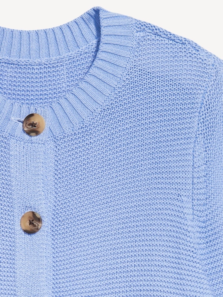 Seaside Cotton Garter-Knit Cardigan Sweater